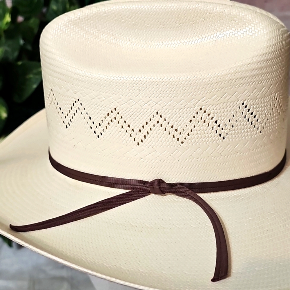 Stetson NWT Peeler Straw Cowboy Hat with Brown Band 6- 7/8R With 4" Brim - Picture 5 of 10